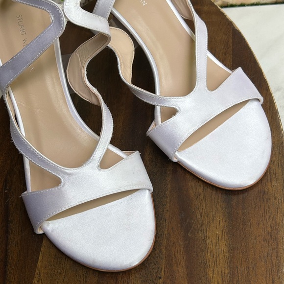Stuart Weitzman Mariposa white Satin Sandal size 8 women Bride shoes - Picture 5 of 14